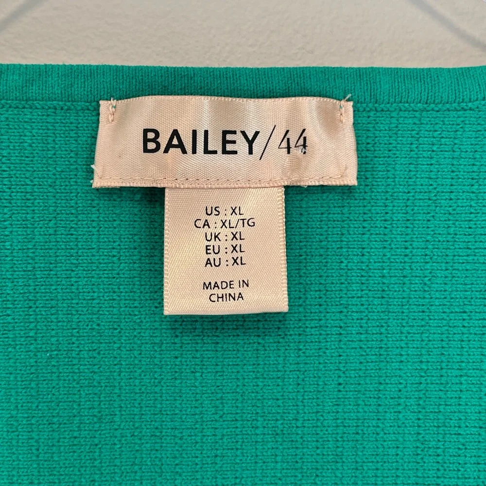 Bailey 44 Green Ribbed Knit Boho Satin Ballon Sleeves Top sz XL - Picture 10 of 12